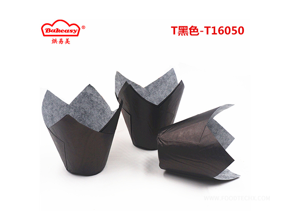 Black-printed tulip cake cases---T16050