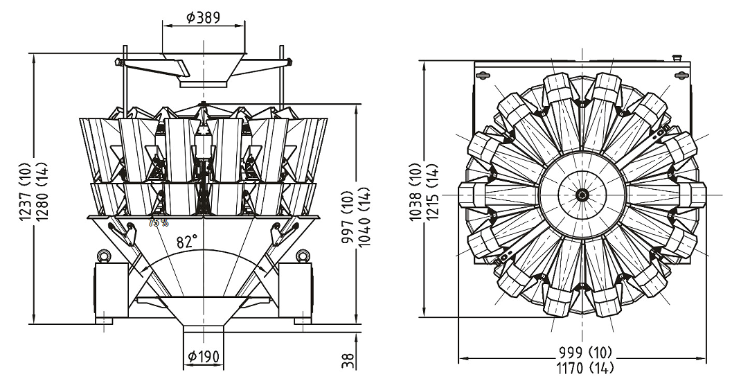 Carbon Steel Multihead Weigher --- CBW-1A10(16)