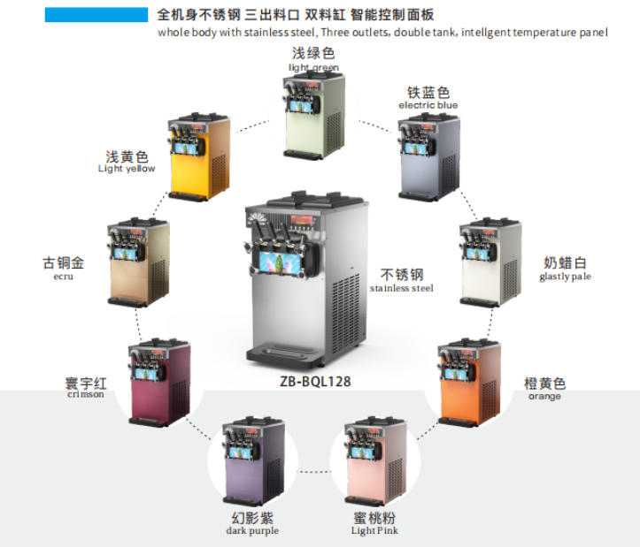 CE Certified 3 Flavor Vertical Soft ice cream machine ZB-BQL128