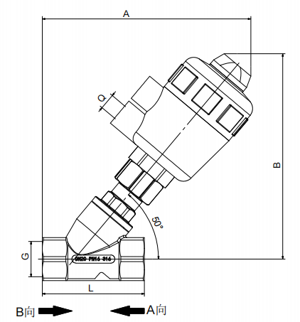 Pneumatic plastic angle seat valve --- DN10 (50mm)