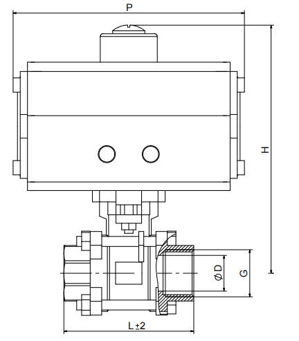 Thread — Three-piece pneumatic ball valve---DN15