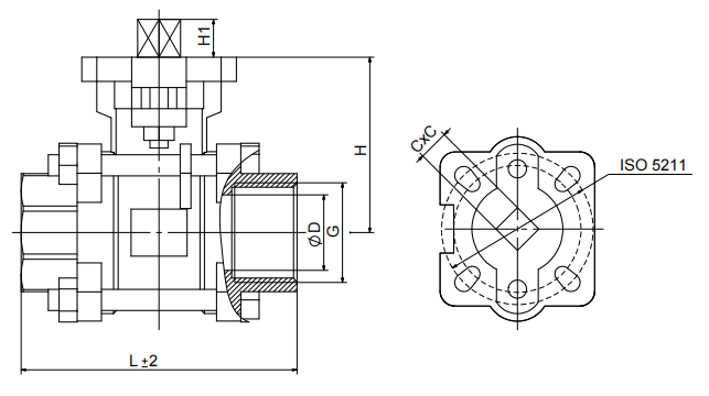 Thread— Three-piece platform ball valve---DN15