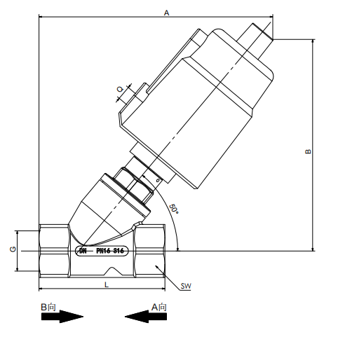 Pneumatic stainless steel angle seat valve --- DN10 (32mm)